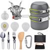 Pardarsey Padarsey - Set di pentole da campeggio, 1 - 2 persone, O2 - 3, coltello pieghevole e forchetta, set di padelle e padelle portatili, ideale per picnic e campeggio