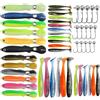LEIMEND 51 Pezzi Set di Esche da Pesca Esche in Silicone con 15 Testine Piombate Spinning e 36 Esche Siliconiche Trota con Scatola Adatto sia per Ambienti di Acqua Dolce che di Acqua Salata
