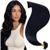 Elailite Extension Cheratina Capelli Veri 1 Grammo #1 Jet Nero, 50 Ciocche Remy Human Hair Indiani 45cm 50g Pre-bonded Keratin Hair