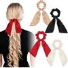 Mabor 4 elastici per capelli con fiocco, annodati con coda, elastici per capelli, sciarpa, coda di cavallo, per donne e ragazze