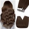 Silk-co Extension Adesive Capelli Veri Biadesivo 10 Fasce Biadesive 30cm 20g Tape Ins Invisibili Marrone Medio