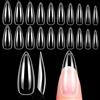 Makartt Long Almond Unghie Finte, 500 pezzi Tip in Gel per Unghie Trasparenti, Resistenti e Flessibili, Copertura Totale, Adesione Forte, Ideali per Ricostruzione e Gel Extensions