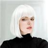 Luxiremi Bob Parrucche per le donne 12 pollici sintetico corto liscio bianco naturale parrucca con frangia gioco di ruolo Hollywood Indossare