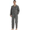 YUSHOW Pigiama Uomo Invernale Cotone Flanella Quadri Pigiami Due Pezzi Maglia Maniche Lunghe Pantaloni Pigiama con Tasche Caldo Morbidi Abbigliamento da Notte,Rosso Natalizio,L