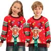 Kouric Maglione Natalizio Bambino con Luci, Maglioni Natalizi Bambini Divertenti, Girocollo Maglioncino Natalizio Famiglia Led Ugly Christmas Sweater,Brutti Maglioni di Natale per Bimbo/Bimba/Ragazza/Ragazzo