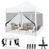 COBIZI Gazebo 3x3M Pieghevole Impermeabile con Zanzariera, Gazebo Esterno Resistente Robusto Richiudibile da Giardino, Bianco