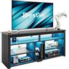 Bestier Mobile TV alto per TV da 65, mobile porta TV con contenitore PS5, console TV LED con ripiano regolabile per soggiorno, fibra di carbonio nera