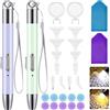 CoKeeSun 2 Pezzi LED Penna per Pittura a Diamante,Pennelli Diamantati con Luci, 5D Diamante Pittura Punto di Foratura della Penna con Ricaricabile USB,Accessori e Utensili per Arte Diamanti