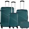 WELL HOME MOBILIARIO & DECORACIÓN Set di 4 valigie da cabina rigide 56 cm, valigia media 66 cm, valigia grande 76 cm e borsa 23 cm, Verde