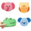 WOLMIK Spugnette da Bagno per Bambini - Set di 4 Spugne Naturali a Forma di Animali per Massaggi e Bagnetto con Pelle Morbida