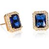 Diamond Treats Orecchini Oro Donna in Argento 925 Placcato Oro, Orecchini Taglio Smeraldo con Pietre Zirconi Blu Zaffiro, Orecchini Blu Donna in Oro Giallo con una Confezione Regalo