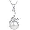 LONAGO Collana con perle d'acqua dolce, fiocco di neve, perla bianca, pendente da donna