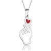 TOLOWOBK Kpop Collana da donna in argento con dita a forma di cuore, in acciaio inox, Kpop Merch K pop, regalo per fan concerti, San Valentino, compleanno, per figlia, nipote, fidanzata