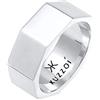 Kuzzoi Anello da uomo in argento sterling 925, ampio anello in argento sterling (9 mm) con design esagonale, anello alla moda da uomo, lucido, misura anello 60-66, 0609972220, Argento sterling
