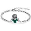 PARYFO Braccialetto con teschio, in argento Sterling 925, con teschio, rosso, blu, nero, con cristalli gotici, idea regalo per donne, uomini, ragazze e ragazzi, Große, Argento sterling, cristallo