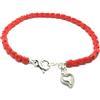 Spadarella Gioielli Spadarella Bracciale in argento 925 con rivestimento smaltato rosso e con ciodolo cuore sacro in argento lunghezza 17 cm SPBR625X
