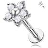 Melighting Miglioramento orecchini a spirale con retro piatto Design floreale 925 Sterling Silver 16g lobo dell'orecchio filettato all'interno cartilagine piercing CZ Sterling Silver, Zirconia cubica
