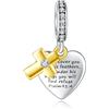 Annmors Charm Pendente Croce Incastonata di Zirconi Ciondoli Compatibile con Braccialetti e Collane Donna