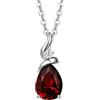 FANCIME Collana Goccia con Oro Bianco 14 carati (585) Ciondolo e Argento 925 Catena con Granato e Diamanti Naturale Gioielli per Donna Ragazze Mamma- Catena Lunghezza: 40 + 5 cm