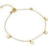 MIORE Bracciale Donna Oro Giallo, Oro Vero 9Kt 375, Catenina anallergica con Cinque Cuori pendenti in Oro. Braccialetto Cm 18 con Riduzione a Cm 16. Bracciale Made in Italy.