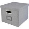 HMF scatola porta oggetti con coperchio per cartelle sospese DIN A4 | adatta per Kallax | 33 x 37,5 x 28 cm | grigia