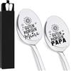 Sternhell Regalo per mamma e papà, 2 cucchiaini da caffè con incisione, buongiorno mamma, papà, regalo per compleanno, Natale, festa del papà, festa della mamma, giorno del Ringraziamento, regalo di Natale