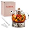 lieb&lecker - Teiera con fornello + set di ciotole + filtro - 1500 ml in vetro borosilicato, senza BPA - Incl. mestolo in acciaio inox, 4 piccini, 2 ricette - Set anche ciotole, sangria