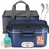 Nifogo Scaldavivande Elettrico Portatile 100W Camion/Auto Lunch Box Elettrico 12/24/230V Elettrico Portavivande 1.8l Contenitore Porta Pranzo Per Ufficio Viaggiare Grigio Borse Isolanti