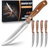 DRAGON RIOT Set Di 4 Coltelli Da Bistecca, Coltelli Da Carne Con Manico In Legno, Set Di Coltelli Da Tavola Con Confezione Regalo