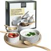 Moritz & Moritz 7 pz. Serving Set Bay Leaf - ciotole in ceramica vassoio in ardesia e cucchiaio di bambù - per salse snack antipasti dessert