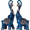 CECKQUE 2 statue decorative a forma di elefante, buona fortuna, decorazione per mensola, tavolino da caffè, accessori per la casa, ornamenti per la casa e il soggiorno (piccolo, blu)