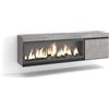 Skraut Home | Mobile TV Soggiorno | Ampio spazio a disposizione | 160 | Per TV fino a 65 | Camino elettrico XXL | Sospeso, da appendere | Stile moderno | Cemento
