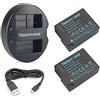Newmowa DMW-BLC12 DMW-BLC12E Batteria (2) e Caricatore Doppio per Panasonic