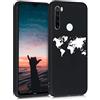 kwmobile Cover Compatibile con Xiaomi Redmi Note 8T - Custodia in Silicone TPU - Cover Protettiva Soft Case - Sagoma Mondo bianco/nero