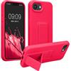 kwmobile 1x Custodia Compatibile con Apple iPhone 17e / iPhone 16e - Cover Supporto Dita - Back Case per Smartphone - Protezione Gommata Rosa Shocking