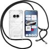 ISOI Cover con Cordino per Nothing Phone 2a / 2a Plus, Custodia Trasparente con Collana Tracolla Laccio Collo Ultra Sottile Morbido TPU Silicone Antiurto AntiGraffio Antiscivolo Case, Nero