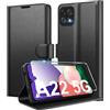 Eirltiy Cover per Samsung Galaxy A22 5G Portafoglio Pelle PU Premium, Custodia Scomparti Carte Antiurto Protettiva Case con 1 Vetro Temperato, Nero