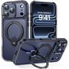 GUAGUA Cover Magnetico per iPhone 17 Pro con 360°Cavalletto, Compatibile con MagSafe, Custodia Anti-ingiallimenta Sottile, Protettivo Case per iPhone 17 Pro Anticaduto con Supporto Staffa Nero