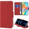 N NEWTOP Cover Compatibile con OPPO A58 4G, HQ Lateral Custodia Libro Flip Chiusura Magnetica Portafoglio Simil Pelle Stand Protezione Completa Case TPU Anti Urto Guscio Base Porta (Rosso)