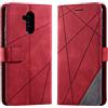 Vankii Cover per Huawei Mate 20 Lite, Flip Caso Libro Premium Portafoglio Custodia in Pelle PU Magnetica,Custodia Pelle Sintetica TPU Silicone Antiurto,Funzione Supporto Slot Schede (Rosso)