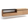 Skraut Home | Mobile TV Soggiorno | Ampio spazio a disposizione | 200x45x35cm | Per TV fino a 80 | Sospeso, da appendere | Stile moderno | Rovere e nero