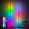 Meewata Lampada da terra a LED, 180 cm, con telecomando e controllo app, 16 milioni di colori fai da te, musica sincronizzata, luce bianca calda, ad angolo, per soggiorno, camera da letto, sala giochi
