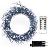 ZELUXDOT Catena Luminosa 15 metri con 500 LED Bianco Freddo, da Interno, a Spina, con Filo Argento e Telecomando. Perfetta per Albero di Natale, Piante, Camera da Letto, Giardino, Patio e Cortile.