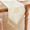 TOPLUXE Runner da Tavola in Tessuto Damascato, Decorazione per Tavolo da Pranzo/ Cucina/ Ristorante/ Banchetto/ Festa (33x228cm, Oro Chiaro)