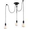 iDEGU Lampadario a Sospensione, Retrò Industriale Lampada da Soffitto con 3 Bracci a Stile Ragno Creativo DIY Lampada a Sospensione Vintage con Attacco E27 per Soggiorno Camera da Letto, 150CM, Nero