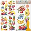 GLOBLELAND 4 fogli di Adesivi Trasferibili A Sfregamento con Vari Frutti per Decorazione di Mobili 11.8x5.9 pollici Adesivi DTF Impermeabili UV con Frutti Colorati per Trasferimento di Cibi Estivi