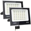 Tkdaksy 2 Pezzi Faro LED Esterno 100W, 2M Cavo Bianco Freddo 6500K, IP66 Impermeabile, 1000LM Faretti LED Esterno, per Giardini, Terrazze, Cortili, Balconi, Parchi, Garage, Fabbriche