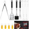 DAILY KISN accessori per barbecue in acciaio inox con spatola, forchetta, pinza per barbecue, spiedino, supporto per pannocchie in silicone, set regalo per uomini e donne