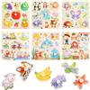 NewZC Set Puzzle in Legno Bambini 6 Pezzis Educativi Puzzle ad Incastro Trasporti Fattoria Frutta Marini Animali Insetto Puzzle Legno con Maniglie Giochi Montessori per Bambina Bambino 1-4 anni
