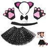 Wafuesh 1 Set Da 5 Pezzi Per Gatti,Set Completo Di Costume Da Animale - Include Gonna Tutu, Cerchietto Con Orecchie, Coda, Papillon, Guanti - Per Carnevale, Cosplay E Feste A Tema